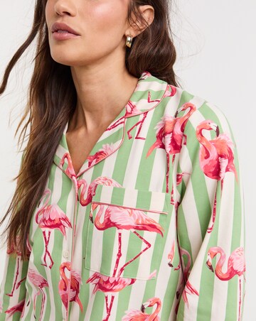 Chelsea Peers Cotton Jersey Flamingo Stripe Pyjama Set