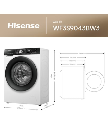 Hisense 3S Series WF3S9043BW3 WiFi-enabled 9kg 1400 Spin Washing Machine - White