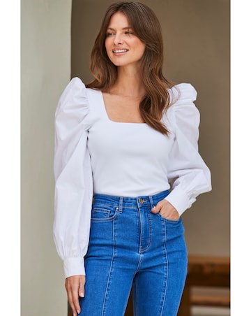 Sosandar Chiffon Sleeve Blouson Top