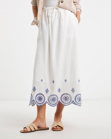 Broderie Scalloped Hem Maxi Skirt