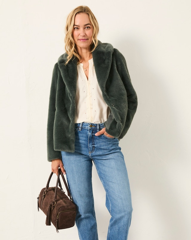 FatFace Short Fur Coat