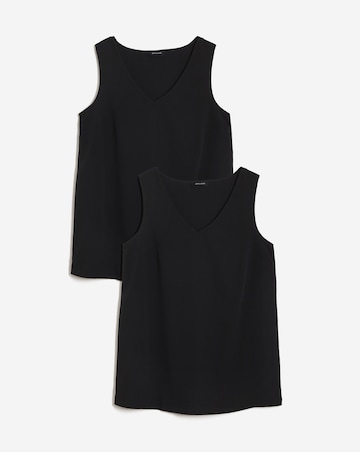 Black 2 Pack V Neck Woven Vests