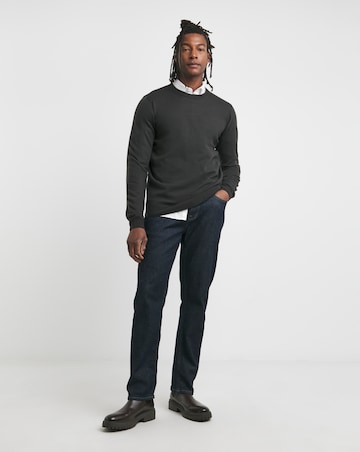 Crew Neck Charcoal Acrylic Knitted Jumper