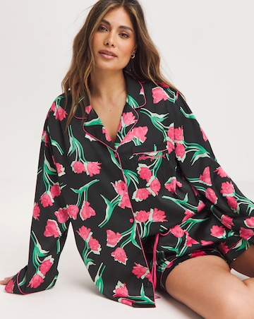 Nobodys Child Satin Revere Long Sleeve Shortie PJ Set