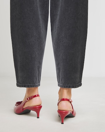 Heavenly Soles Elm Kitten Heel Slingback Shoes With Bow - Extra Wide Fit (EEE)