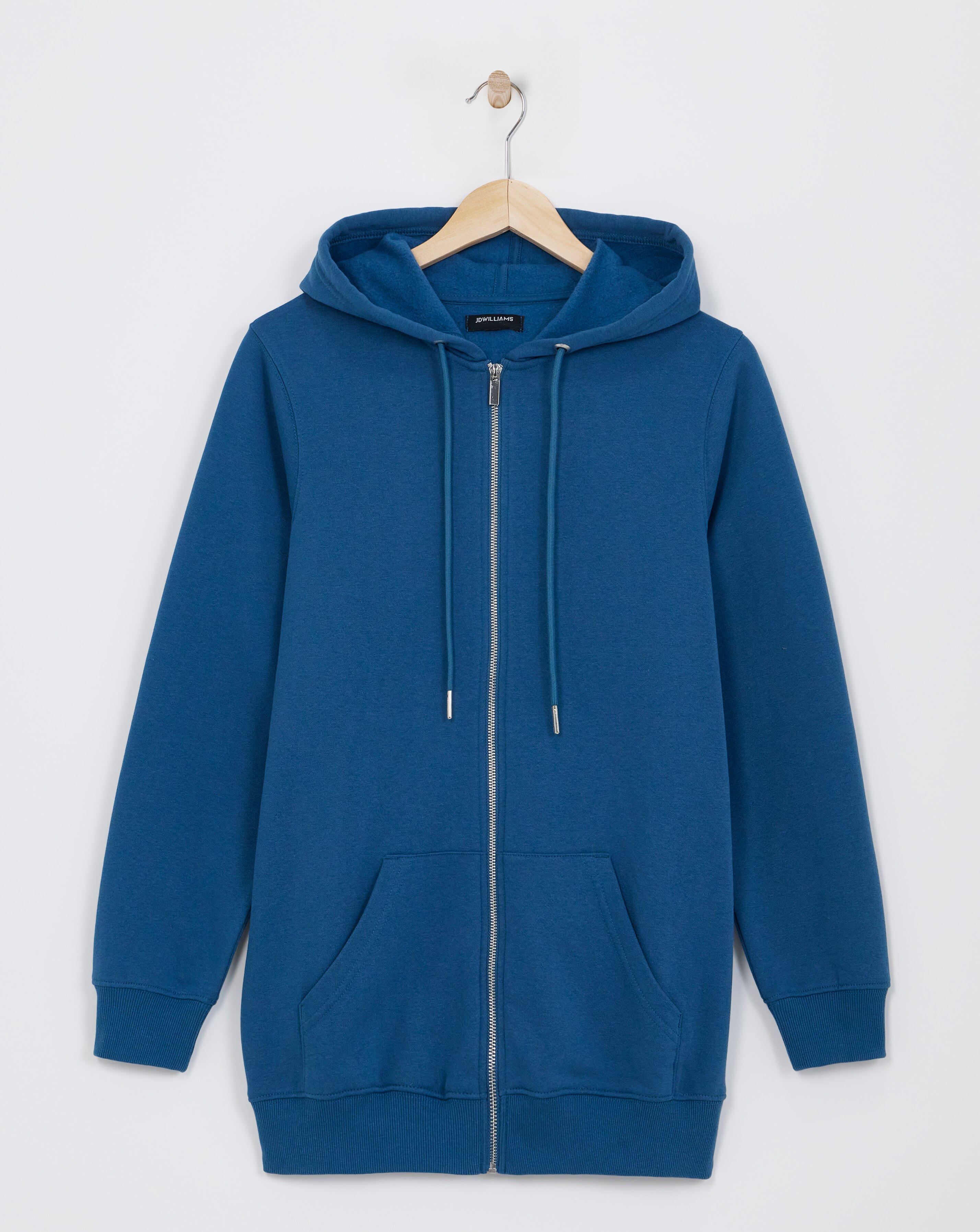 Indigo Longline Zip Hoodie