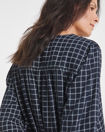 Twill Button Through Grid Check Blouse