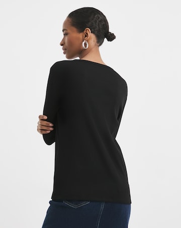 Pure Cotton Henley Button Front Long Sleeve Top