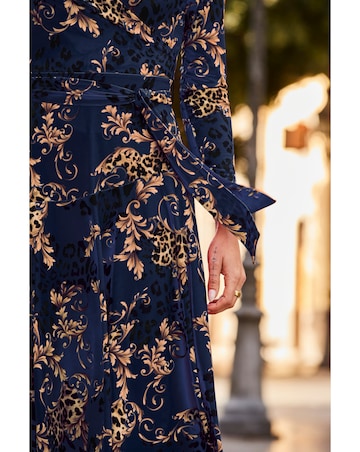 Sosandar Fleck Printed Faux Wrap Midi Jersey Dress