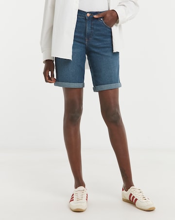 Mid Blue 24/7 Knee Denim Shorts
