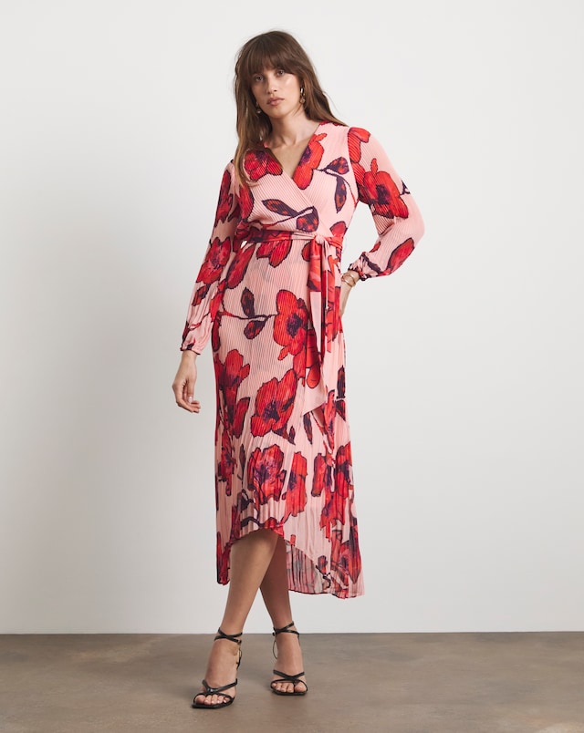 Joanna Hope Pleated Wrap Dress