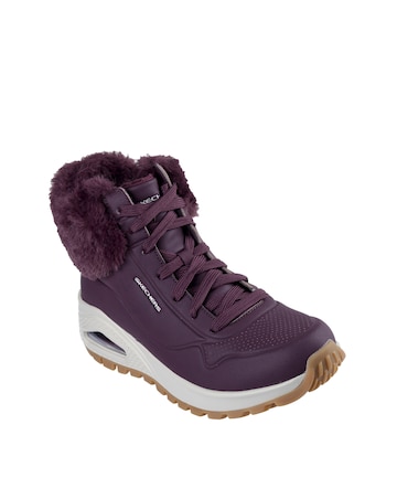 Skechers Uno Rugged Faux Fur Collar Lace Up Sneaker Boot - Standard Fit