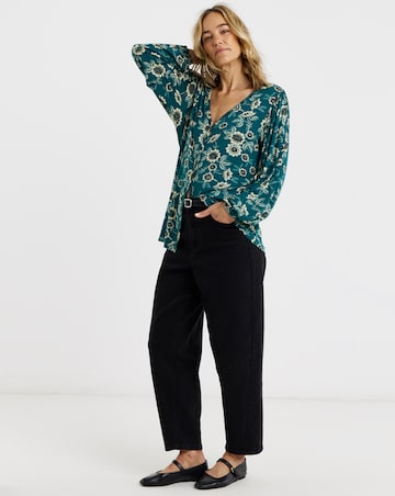 Button Front Long Sleeve Top