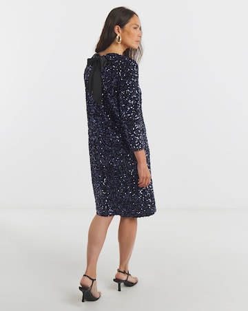Bow Back Velvet Sequin Shift Dress
