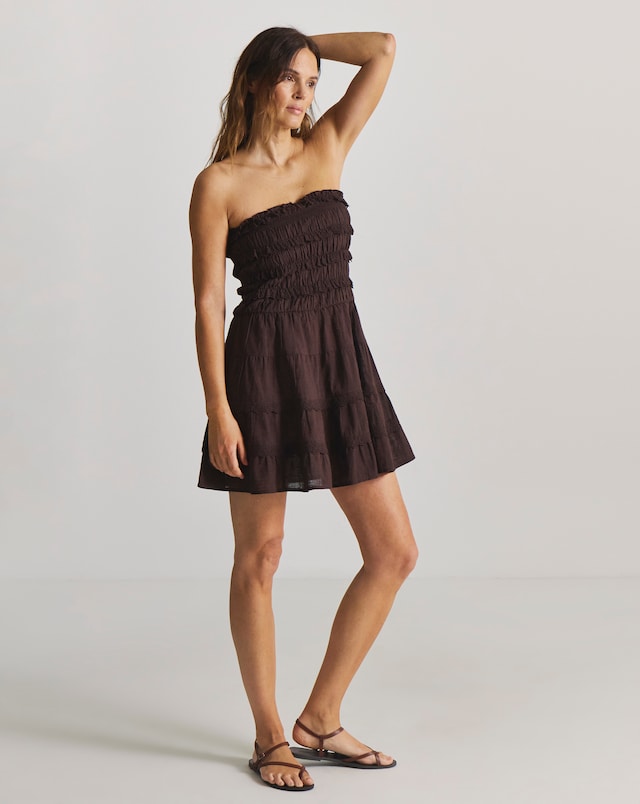 Beach To Beach Cotton Bandeau Mini Beach Dress