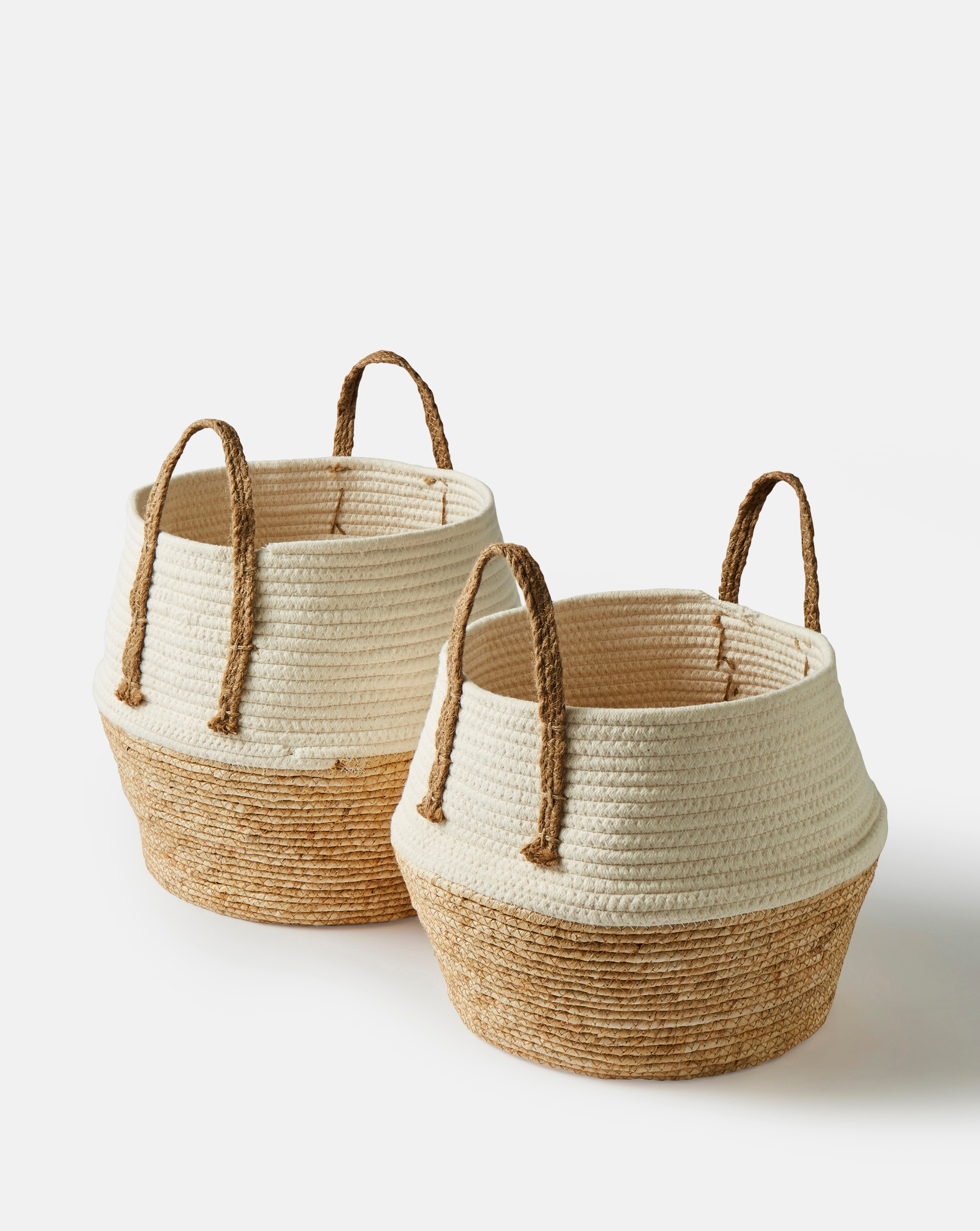 Julipa Set of Two Natural and White Belly Basket | JD Williams