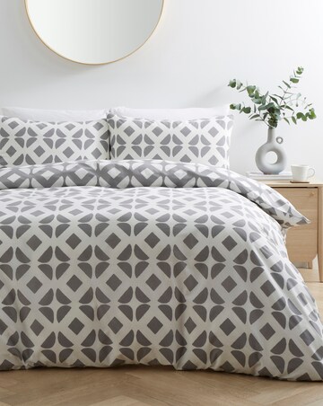 Gray & Osbourn Arran Tile Print Duvet Set Grey