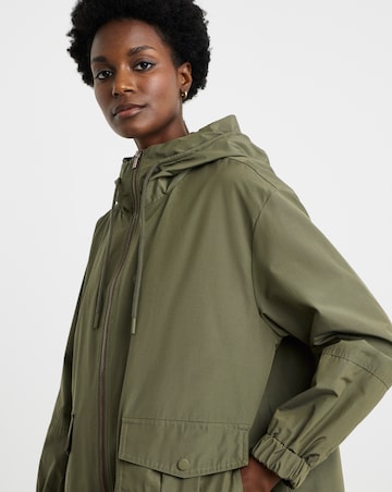 Khaki Short Shower Resistant Raincoat