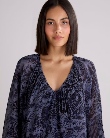 Ro&Zo Snake Print Blouson Sleeve Blouse