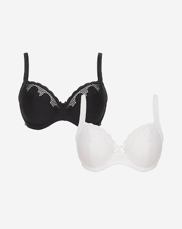 Pretty Secrets 2 Pack Elana Wired Full Cup Bras B-F - Black/White