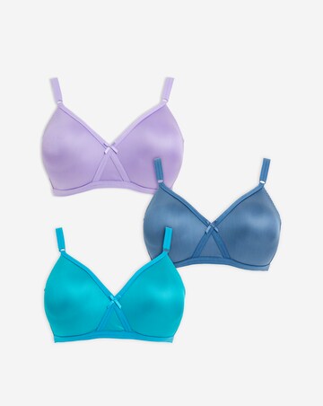 Pretty Secrets 3 Pack Moulded Full Cup Non Wired Bras B-E Teal/Multi