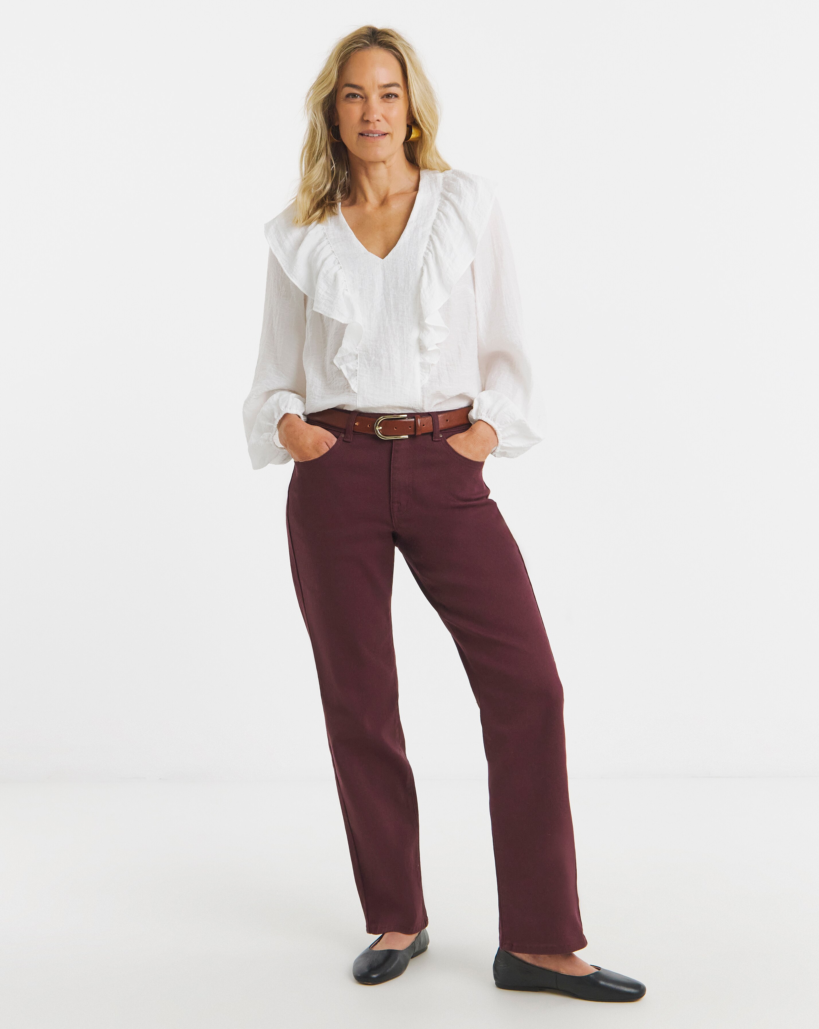 Burgundy Authentic Straight Leg Jeans