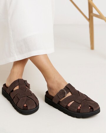 Aziza Suede Woven Closed Toe Mule Shoes - Wide Fit (E)