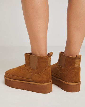 Edith Flatform Warm Lined Chelsea Snug Boots - Extra Wide Fit (EEE)