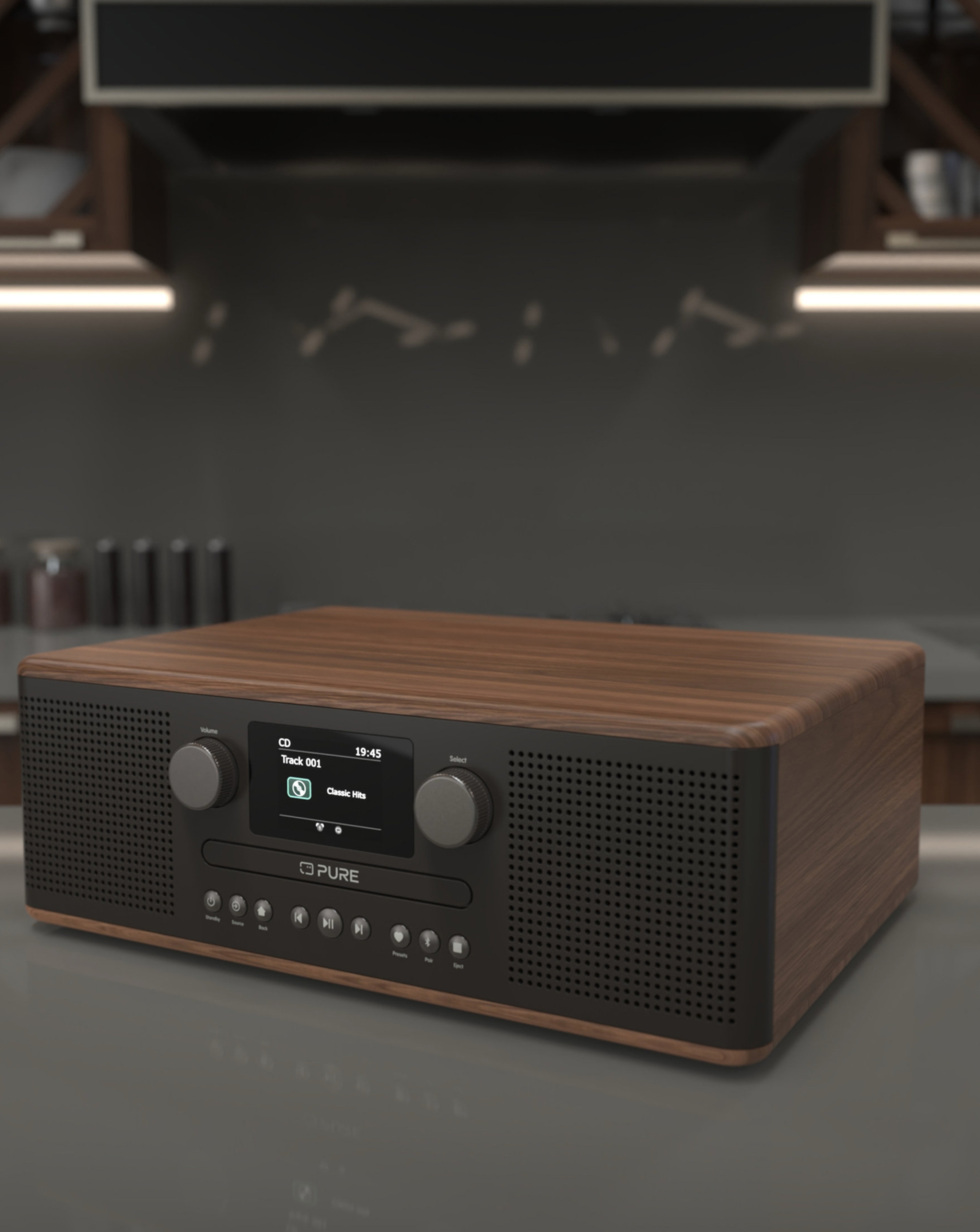 Pure Classic C D6 CD Player & Digital Radio Black/Walnut | JD Williams