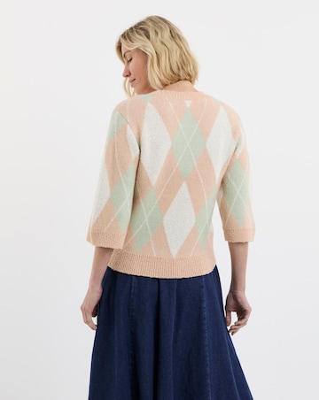 Argyle Wide Half Sleeve Jumper