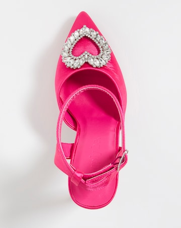 Amelia Heart Trim Heeled Court Shoes - Wide Fit (E)