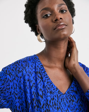 Pure Cotton Long Sleeve Slouch V-Neck Longline Top