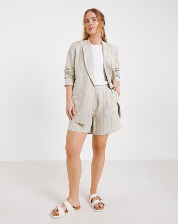 Simply Be Neutral Pinstripe Linen Blend Co-ord Short