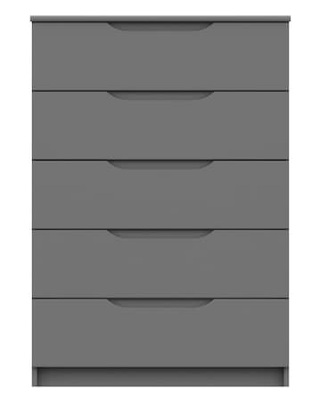 Sorrento High Gloss Assembled 5 Drawer Wide Chest