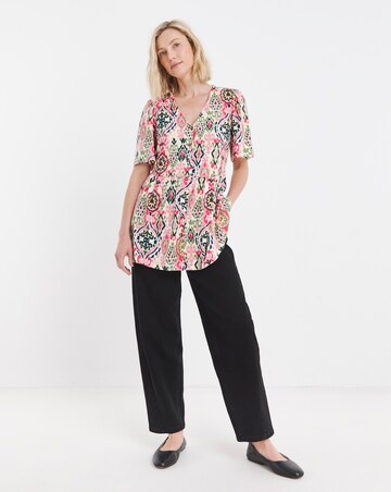 Aztec Print Angel Sleeve Longline Top