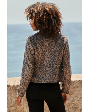 Sosandar Faux Suede Animal Biker Jacket