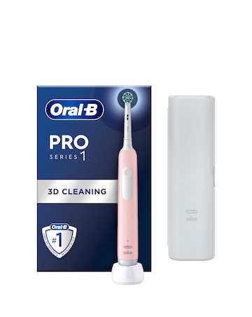 Oral-B Pro 1 3D White Pink Electric Toothbrush with Travel Case