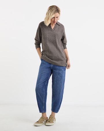 Grey Marl Longline Cable Jumper