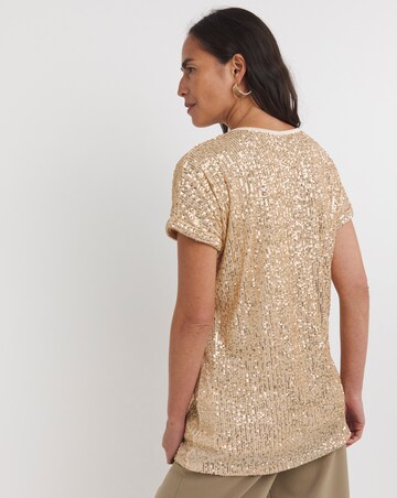 Gold Sequin Longline Top