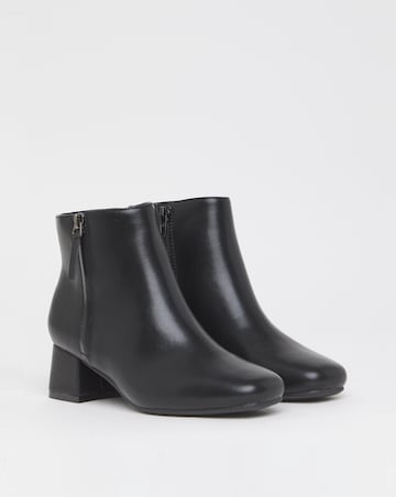 Francesca Low Block Heel Ankle Boots With Zip Detail - Wide Fit (E)