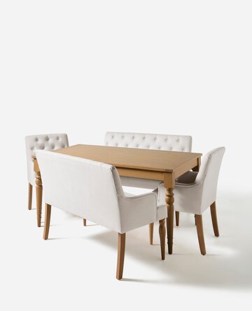 Margot Oak Dining Table with 2 Mae Benches & 2 Mae Chairs