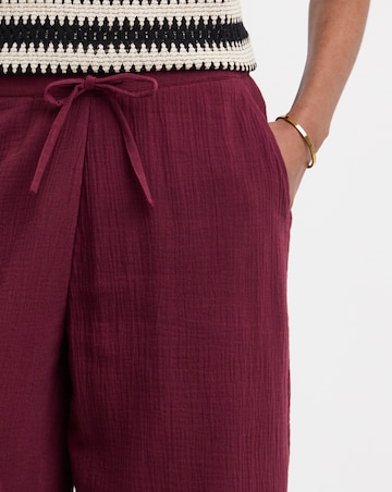 Pure Cotton Textured Pull On Wide Leg Trousers