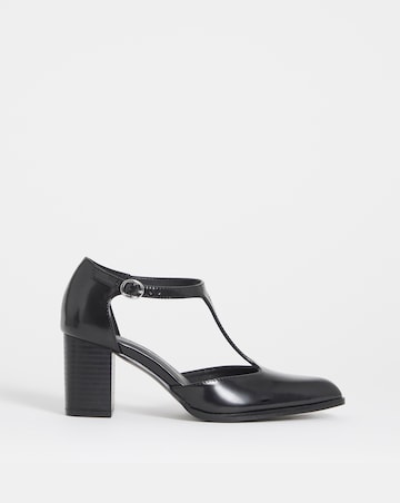 Cora Two Part T Bar Heeled Shoes - Wide Fit (E)