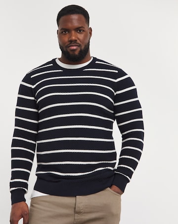 Textured Navy Stripe Knitted Jumper