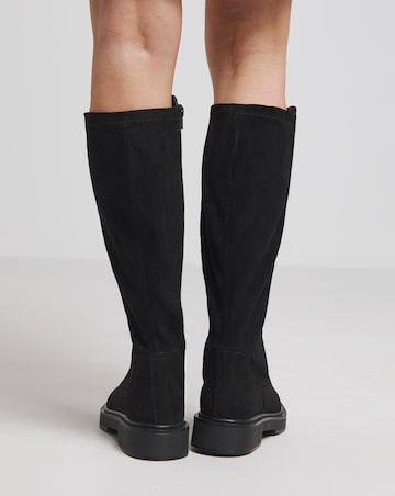 Perry Stretch Back Flat Knee High Boots - Extra Wide Fit (EEE) Super Curvy Calf