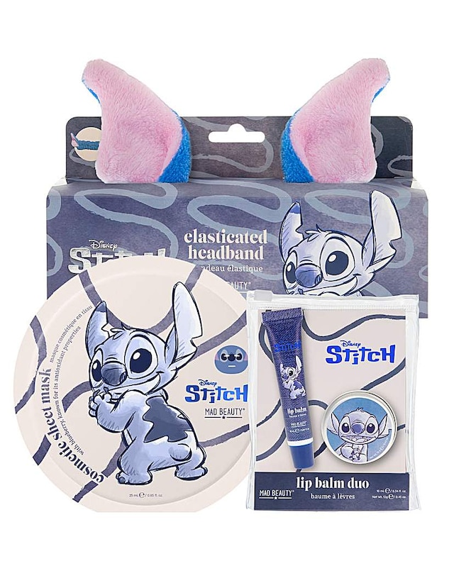 Disney Stitch Denim Sheet Mask, Lip Balm & Headband Set