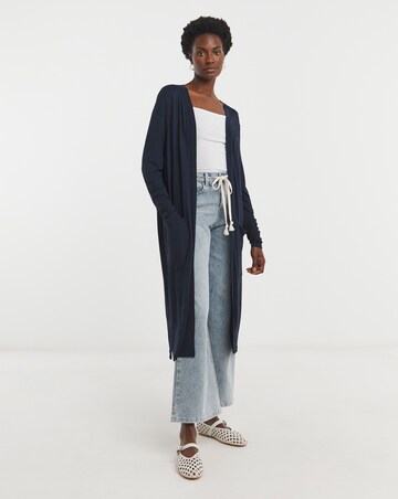 Navy Longline Jersey Pocket Cardigan