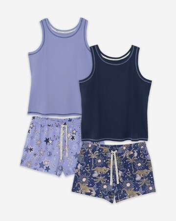 Pretty Secrets (2 Pack) Ribbed Vest Pyjama Short Sets