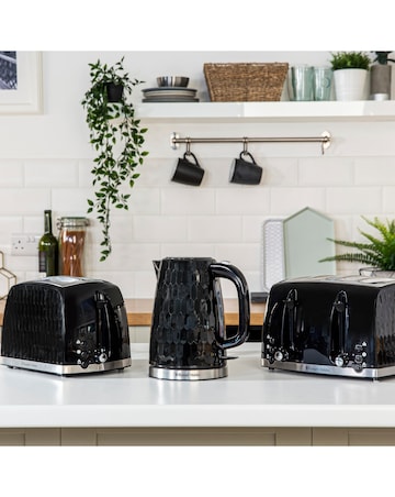 Russell Hobbs 26071 Textured Honeycomb Black 4 Slice Toaster
