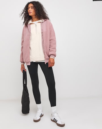 Blush Borg Rib Collar Zip Up Jacket